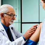 **

"A senior patient receiving an Anti-VEGF injection in a doctor's office. The doctor is wearing professional attire, and the patient is fully clothed and comfortable. Focus on the professional medical setting. Safe for work, appropriate content, professional, perfect anatomy, natural proportions."

**