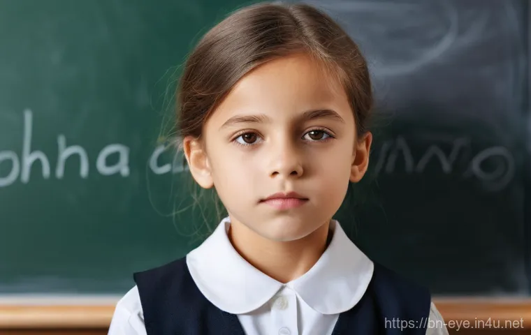 근시와 난시 차이 - **Prompt for Myopia (Nearsightedness - difficulty seeing distant objects):**
"A young child, app...