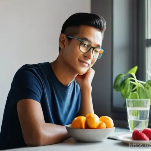 Home 3 안과 처방 안약 종류 - **Prompt 1: Modern Eye Care Routine at Home**
"A young adult, approximately 25-30 years old, sit...